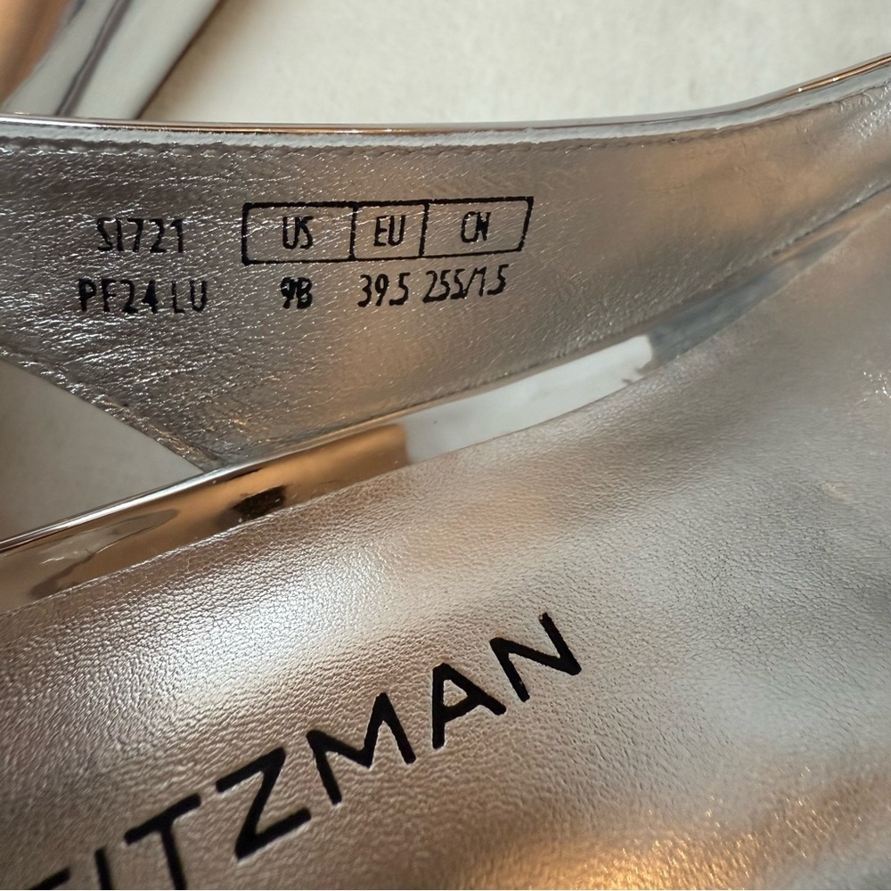 Stuart Weitzman Eva 50 Silver Slingback Heels - Picture 6 of 8